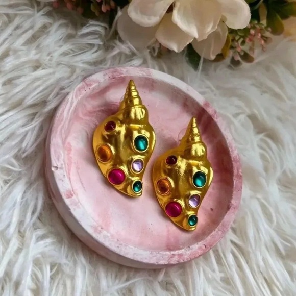 Zara Gold Colorful Shell Earrings - Picture 1 of 14